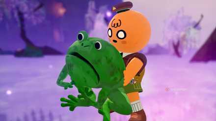 Characer holding a Frog in Gloom.