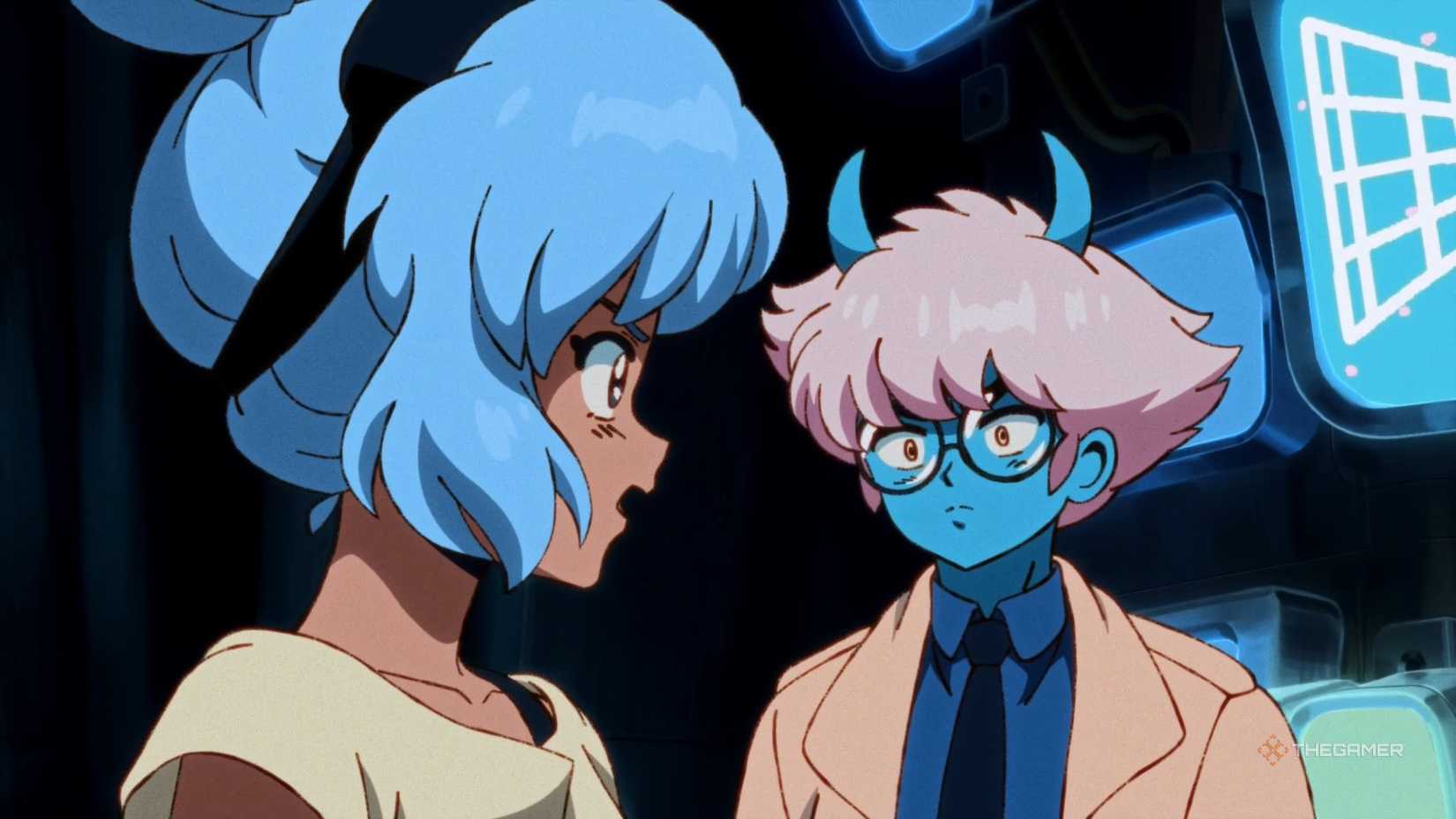 Omura and Maki talking to each other in Orbitals.