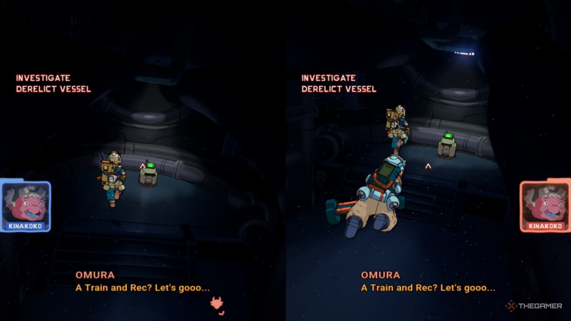 A Train and Rec Mini-game sitting under a spotlight in a dark hall in Orbitals.