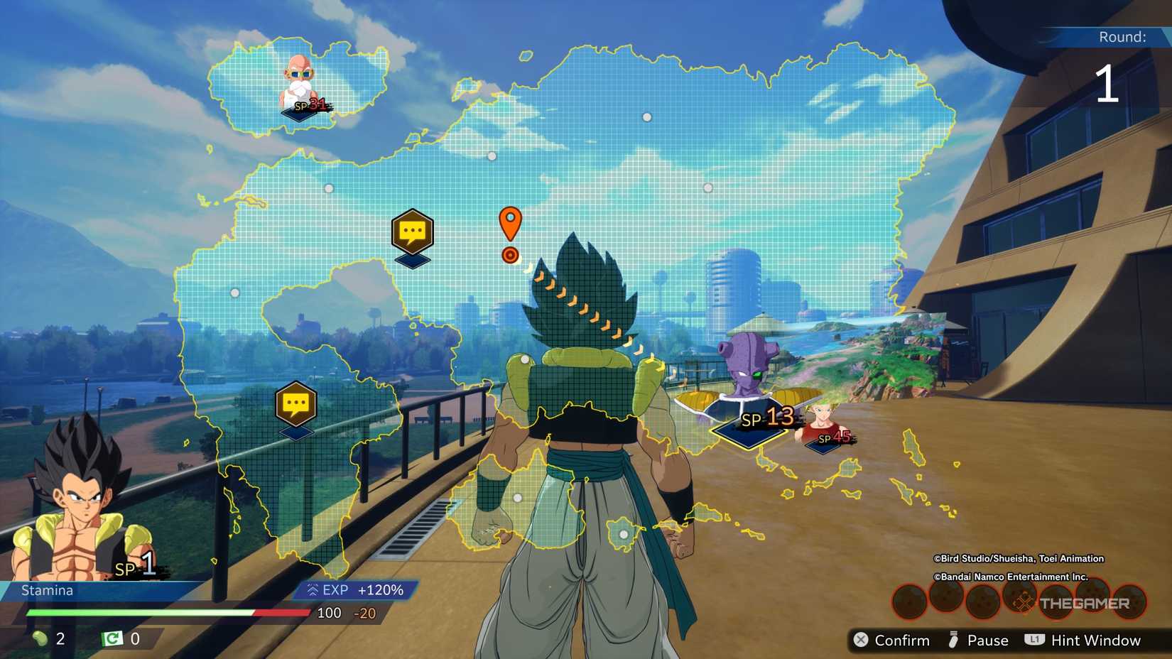 Gogeta looking at the world map in Dragon Ball: Sparking Zero's Limit Breaker Journey mode.