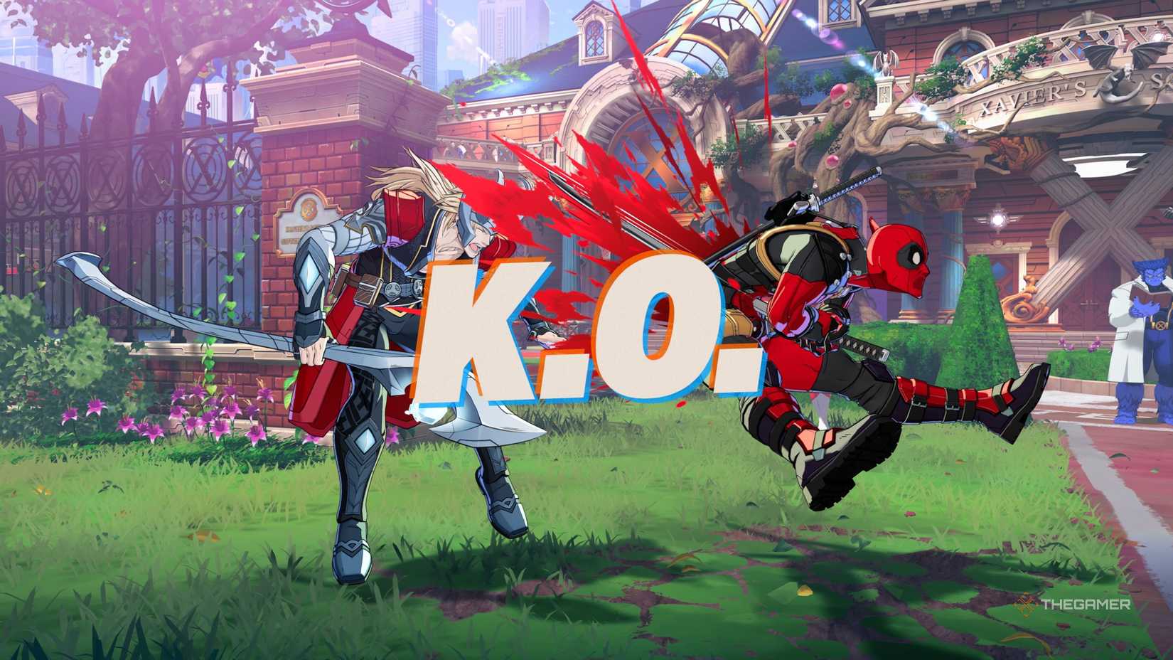 Deadpool knocking out Loki in Marvel Tokon: Fighting Souls.