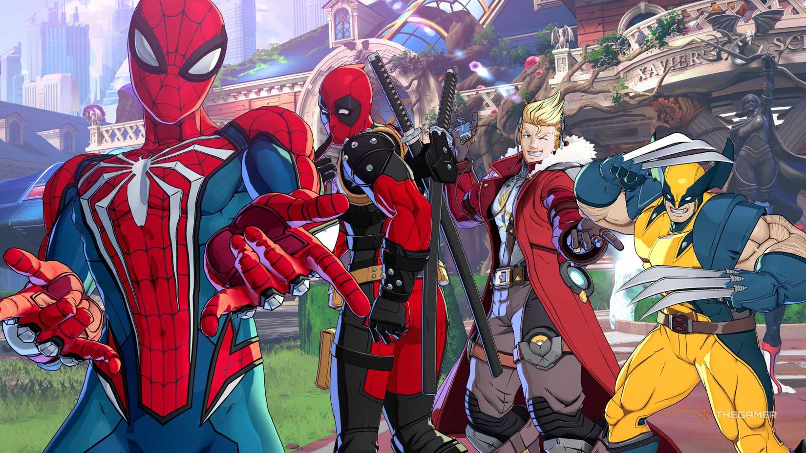 Spider-Man, Deadpool, Star Lord, and Wolverine in Marvel Tokon: Fighting Souls.
