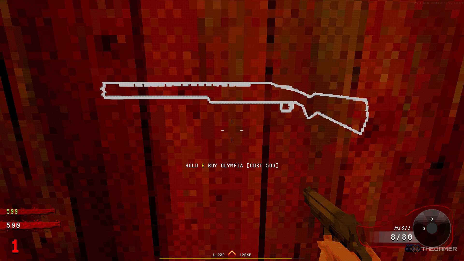 Nazi Zombies player looking at the Olympia wall buy.
