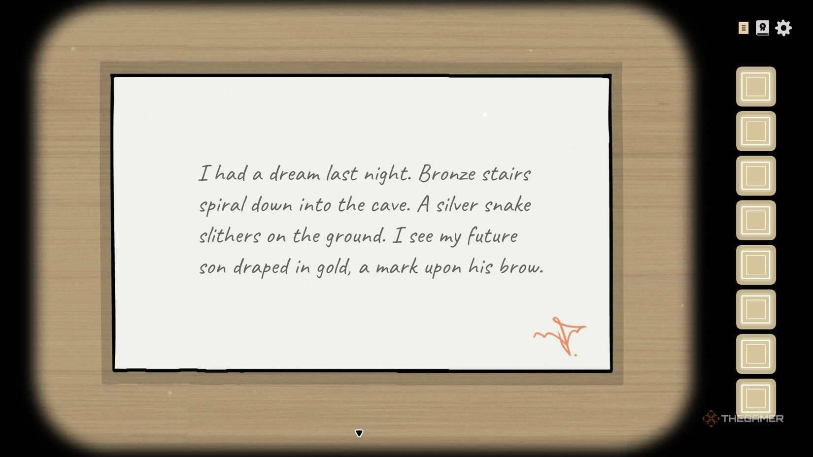 Sixth note from Kate's brother in Servant of the Lake.