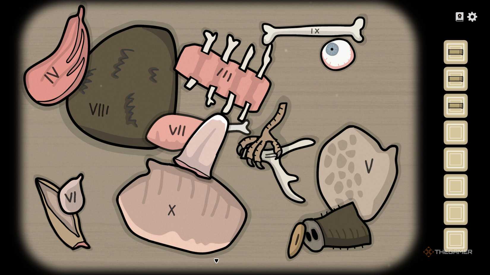 The animal body part puzzle in Servant of the Lake.