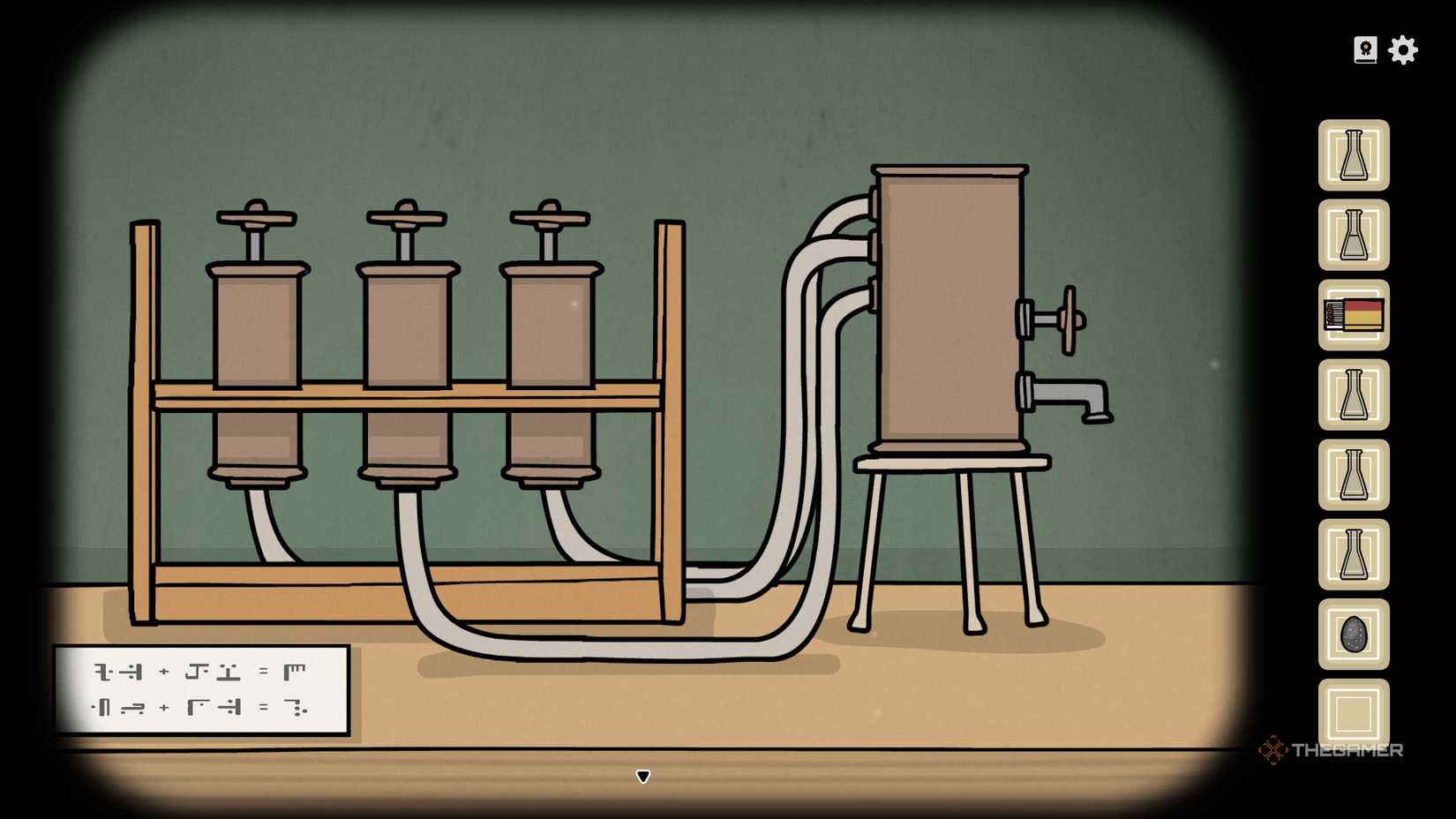 The flask puzzle in  Servant of the Lake.