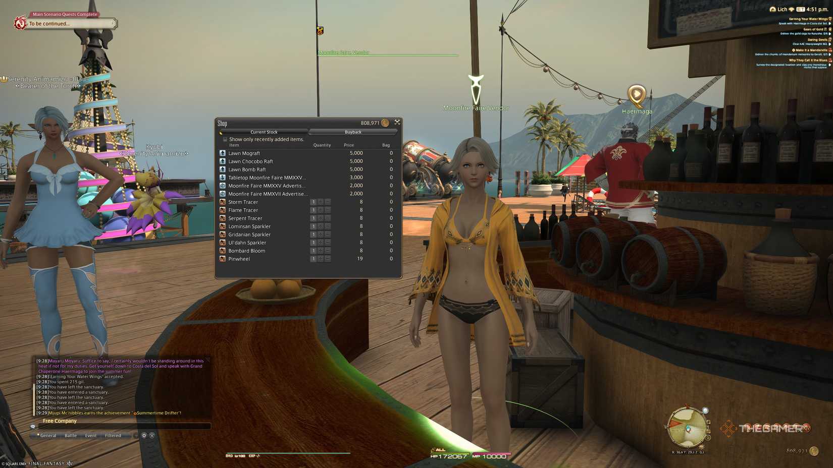 The Moonfire Faire vendor and their wares in Final Fantasy 14.