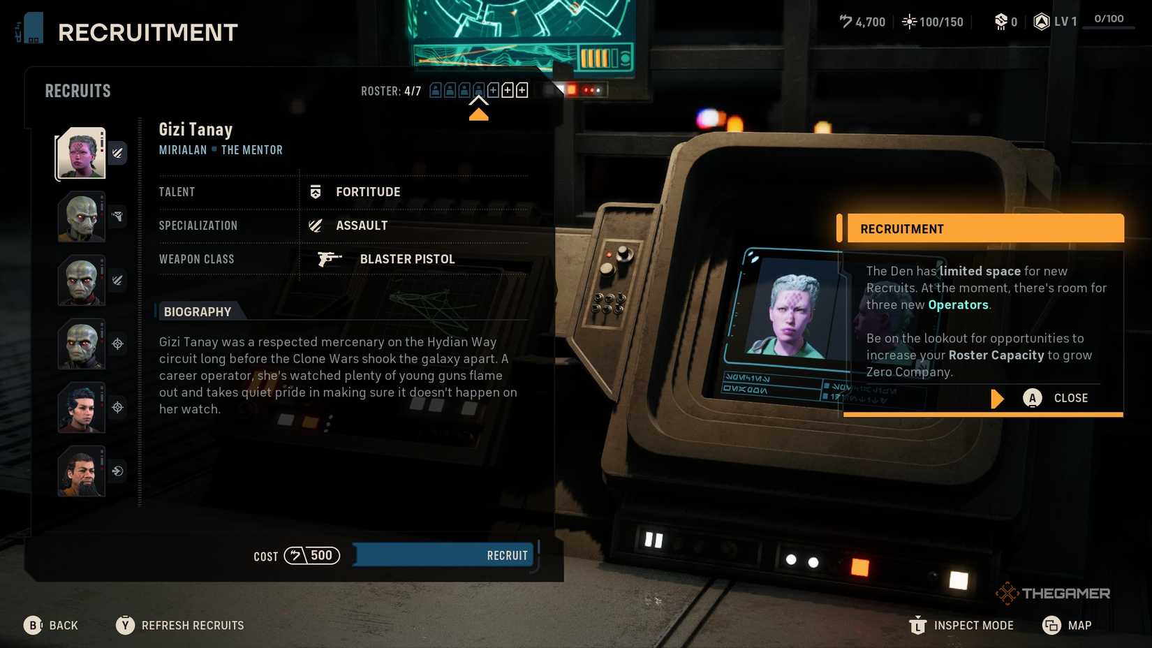 The recruitment screen in Star Wars Zero Company, showing all of the potential operators that players can buy