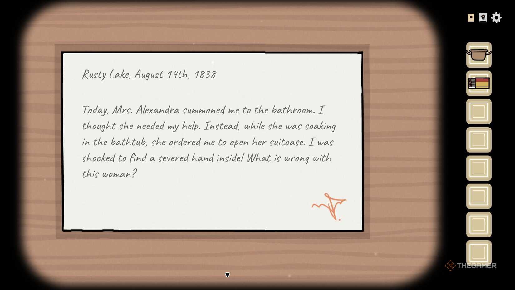 The second clue from Kate's brother in Servant of the Lake.