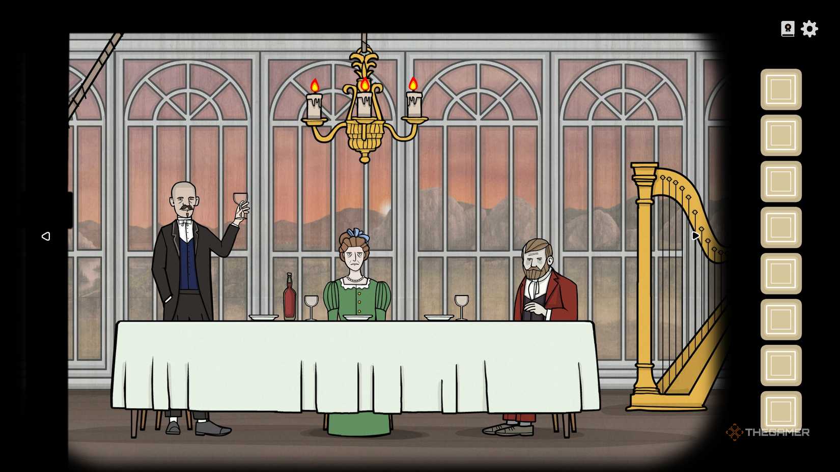The siblings at dinner in Servant of the Lake.