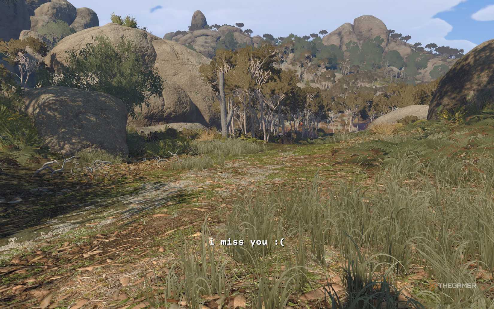 Using the text chat in Big Walk to tell a player you miss them.