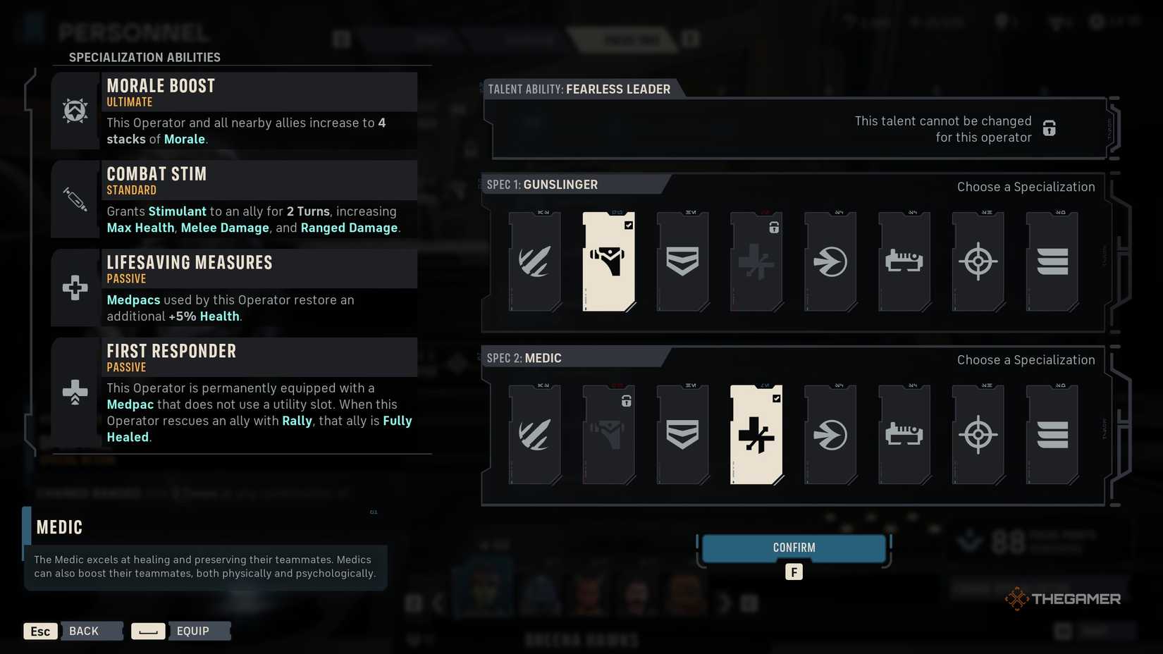 A player picking the best specializations for Hawks in Star Wars Zero Company.