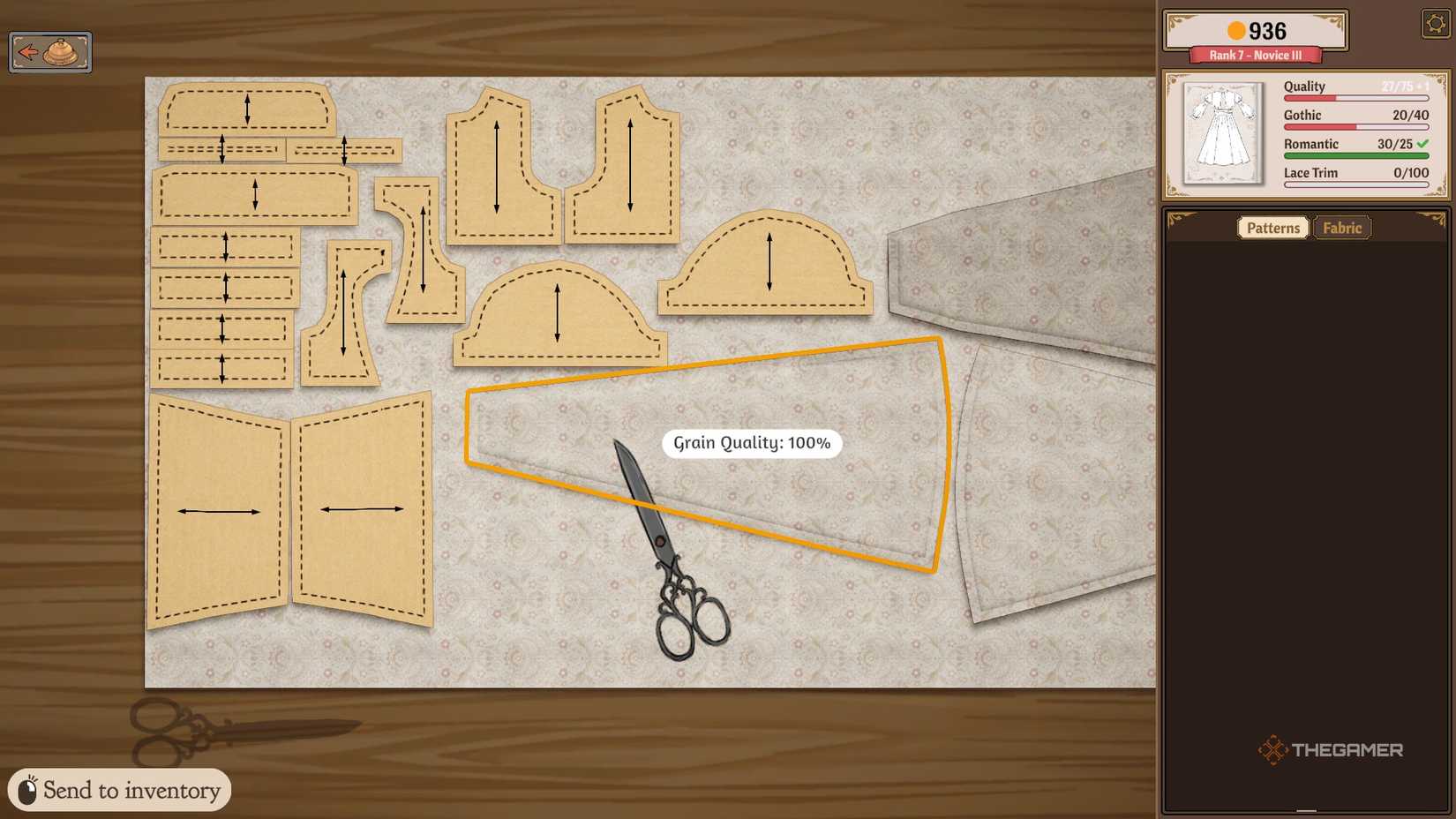 Cutting fabric in Dressmaker.