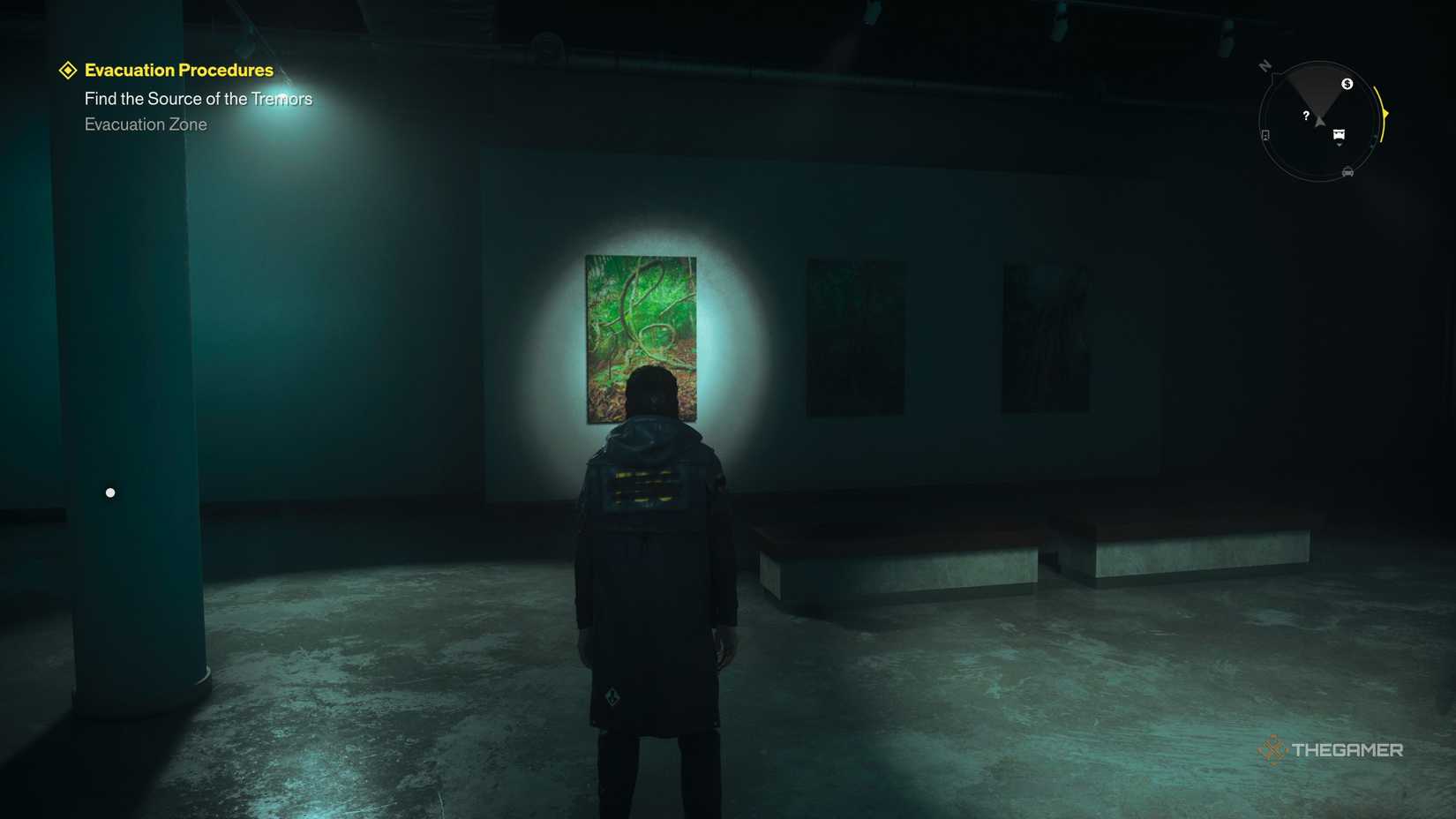 A player completing the Painting Sold secret puzzle in Control Resonant.