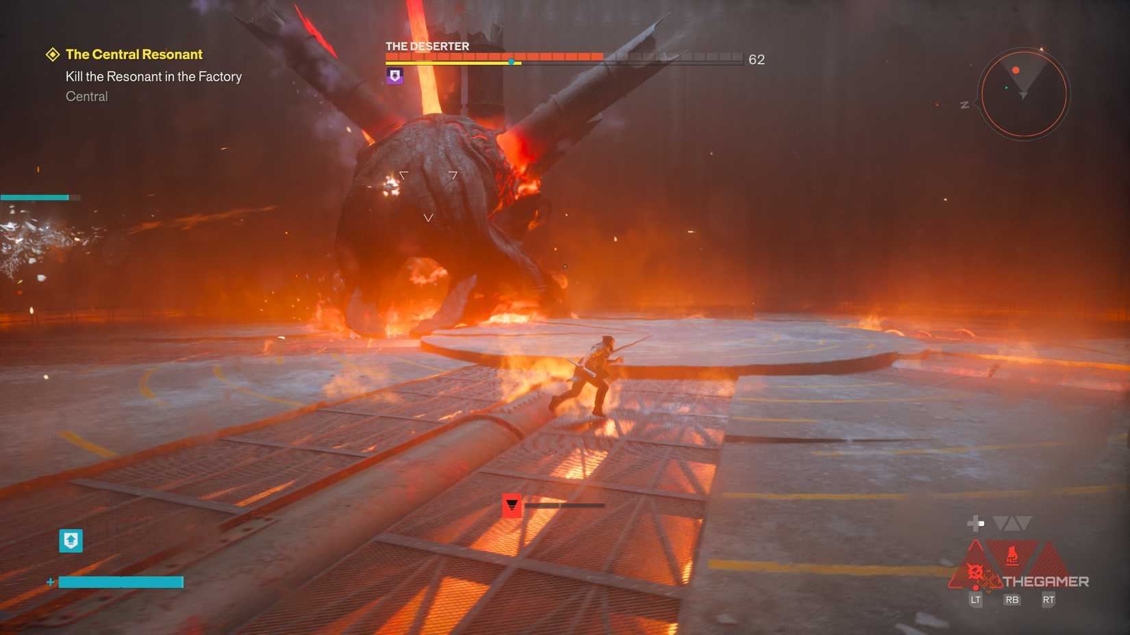 A player defeating The Deserter boss in Control Resonant.