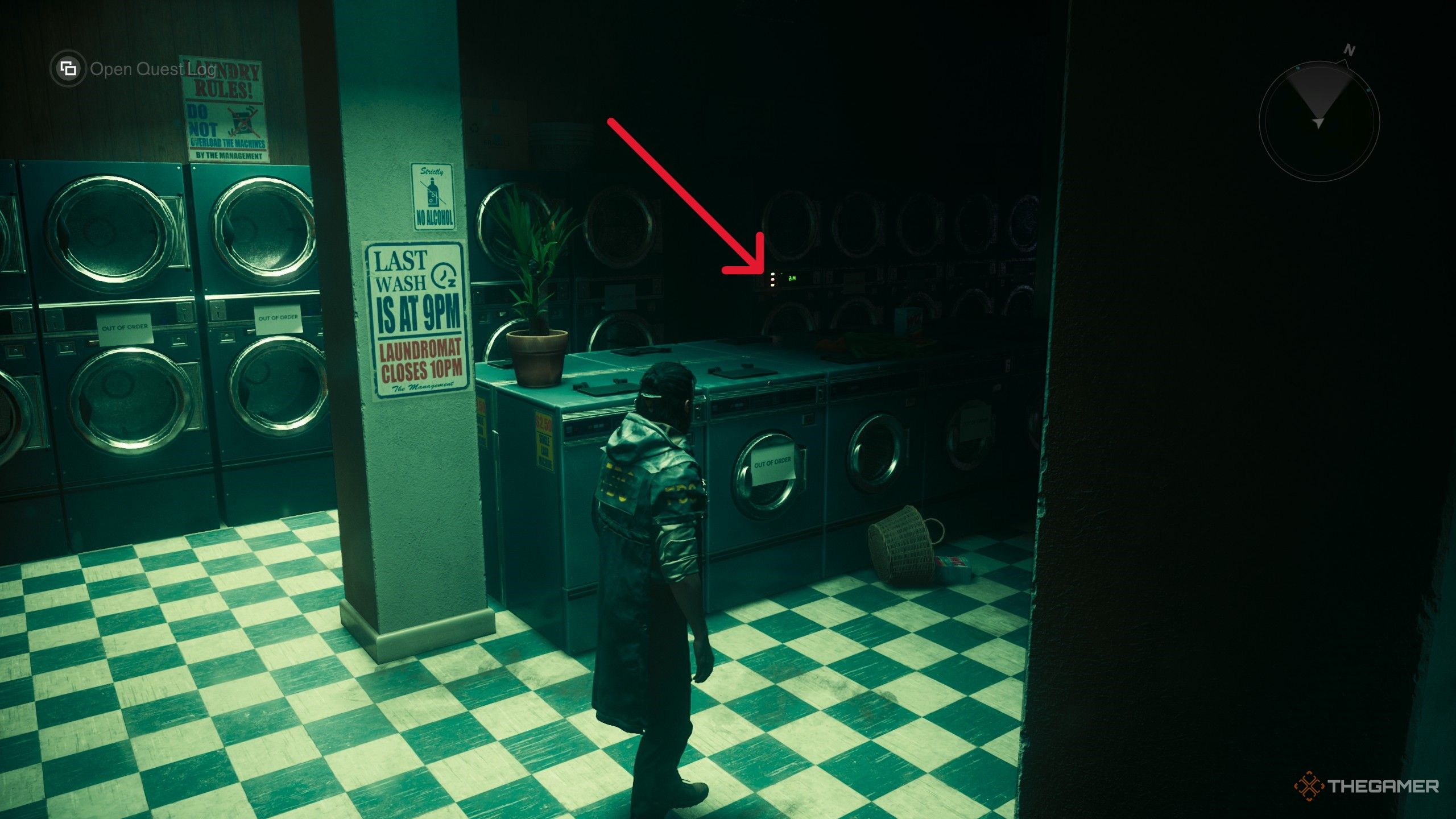 A player solving the washing machine puzzle in Control Resonant.