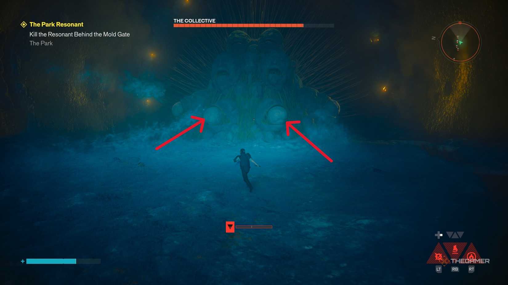 A player defeating The Collective boss in Control Resonant.