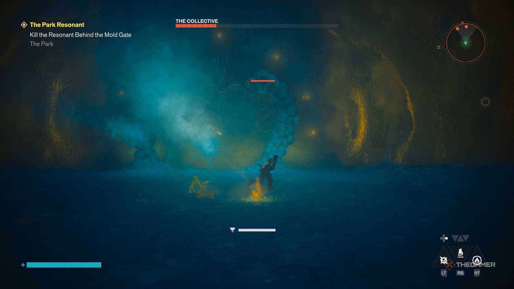 A player defeating The Collective boss in Control Resonant.