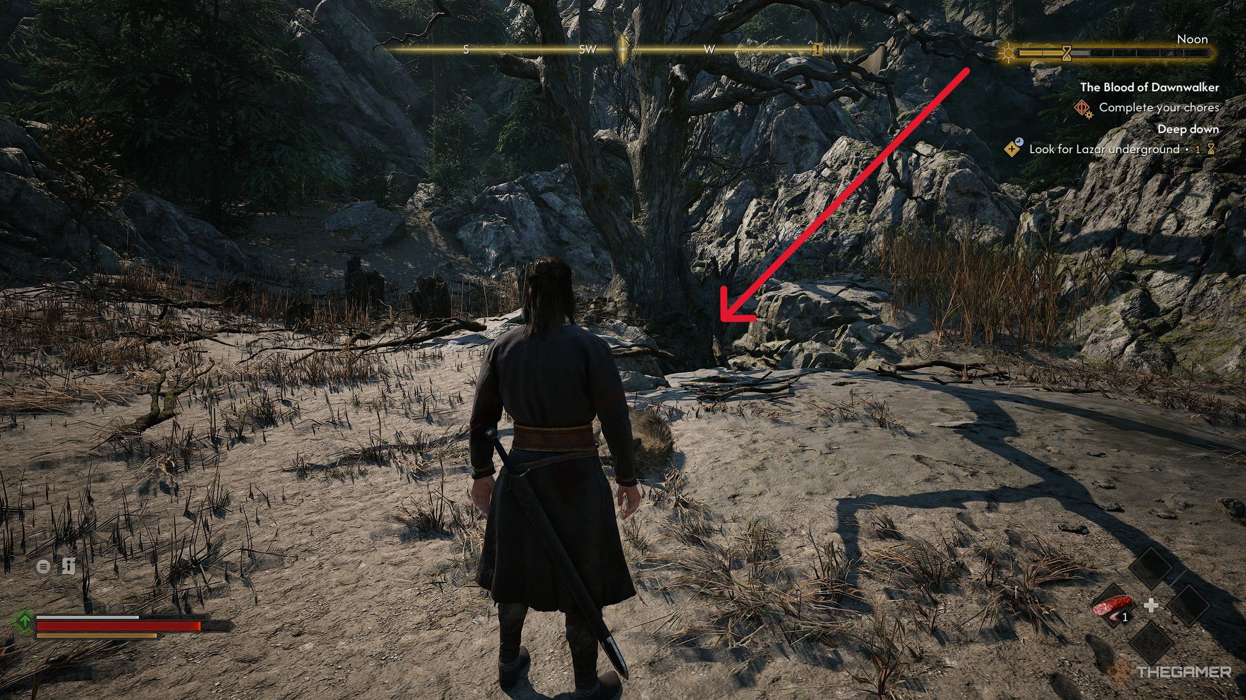 A player completing the Deep Down quest in The Blood of Dawnwalker.