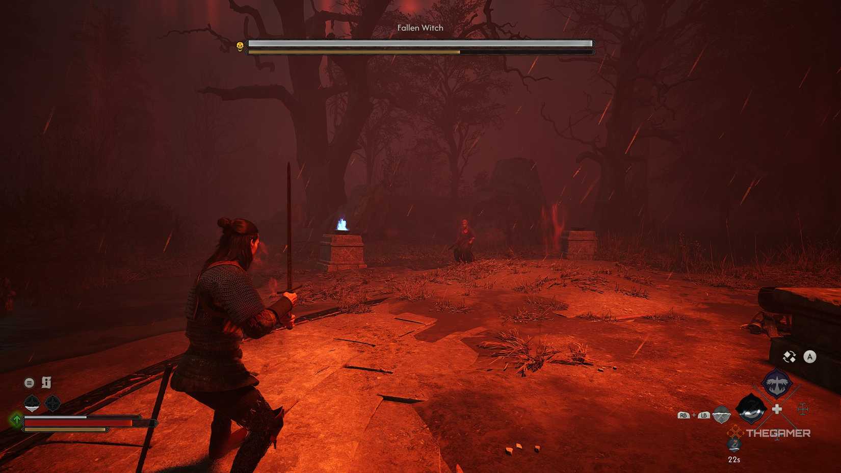A player picking draining or killing Ambrus in The Blood of Dawnwalker.