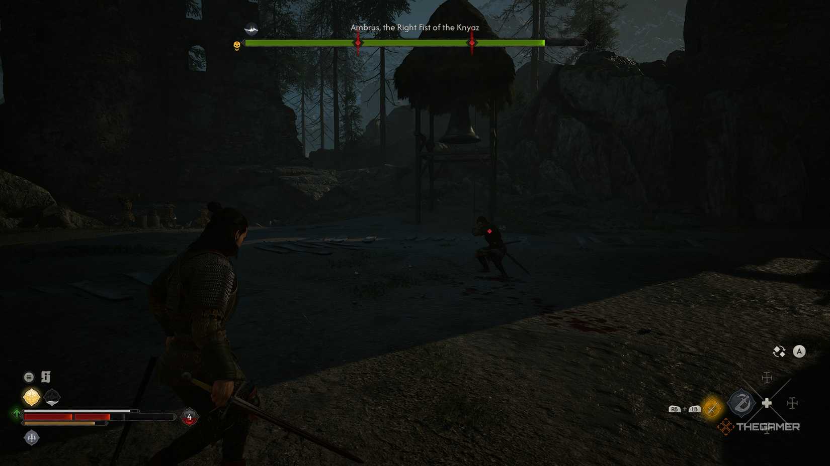 A player picking draining or killing Ambrus in The Blood of Dawnwalker.