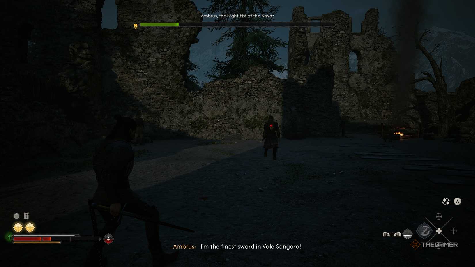 A player picking draining or killing Ambrus in The Blood of Dawnwalker.