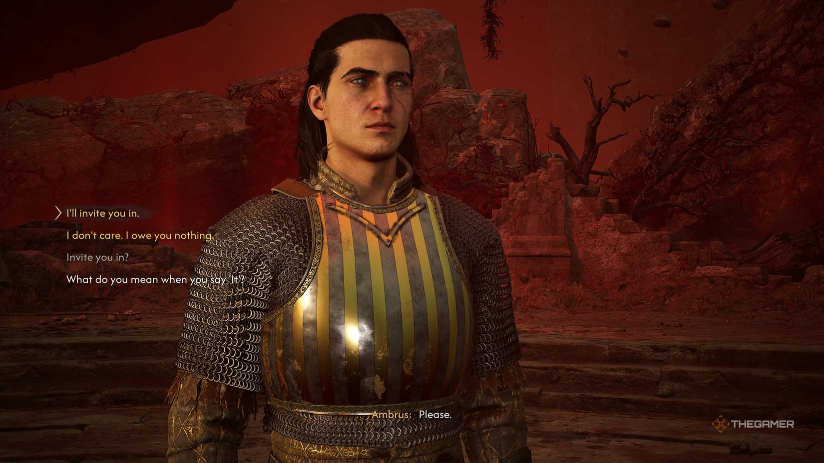 A player picking draining or killing Ambrus in The Blood of Dawnwalker.