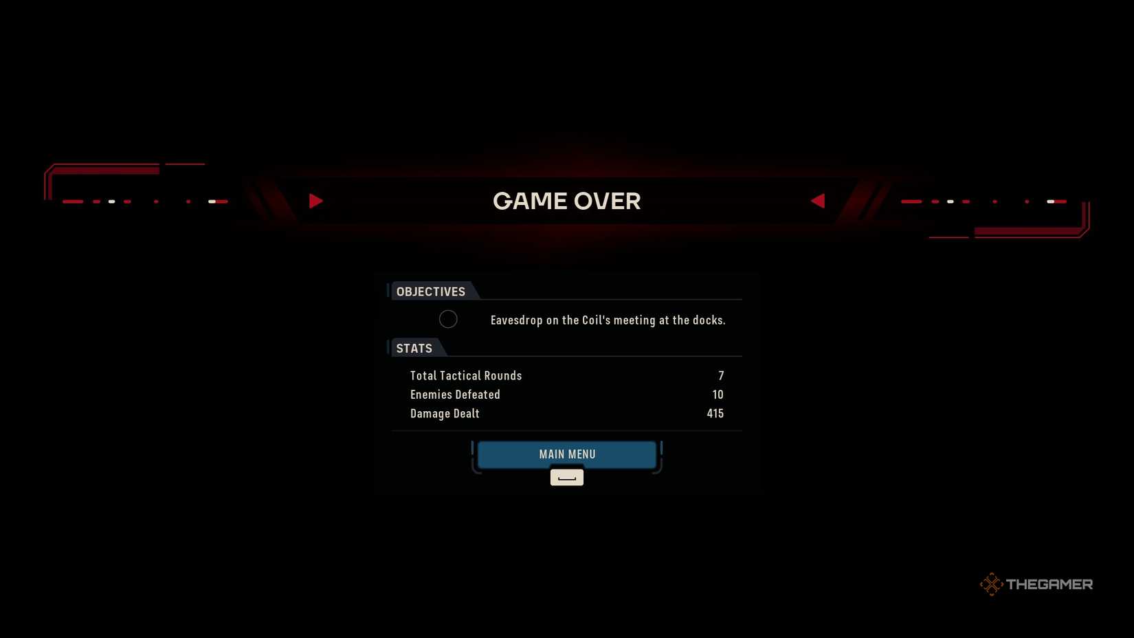 A game over screen in Star Wars Zero Company