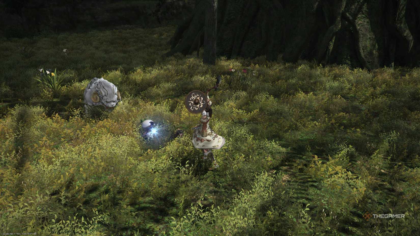A player taming a Mandragora in Final Fantasy 14.
