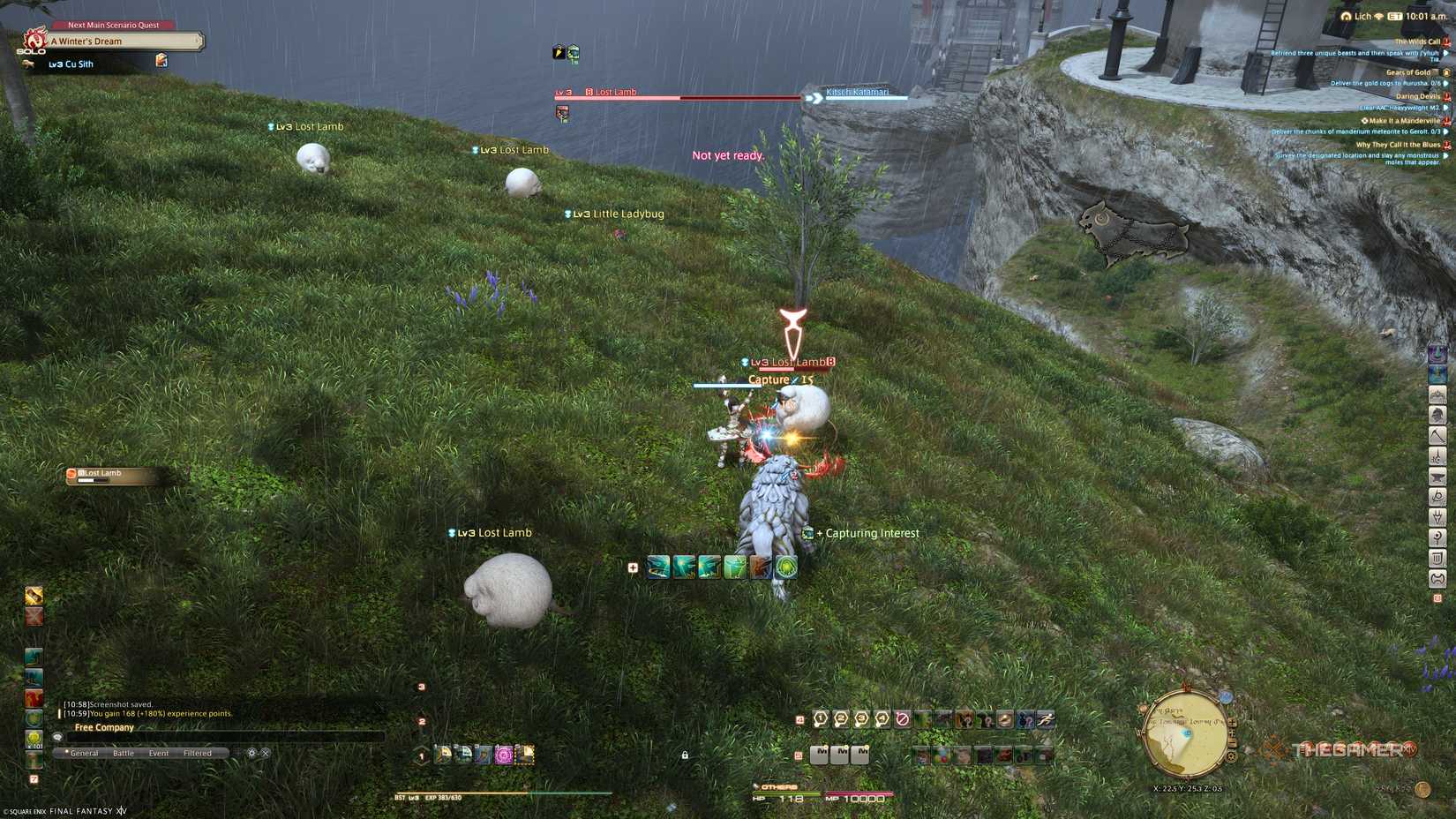 A player using capture on a beast in Final Fantasy 14.