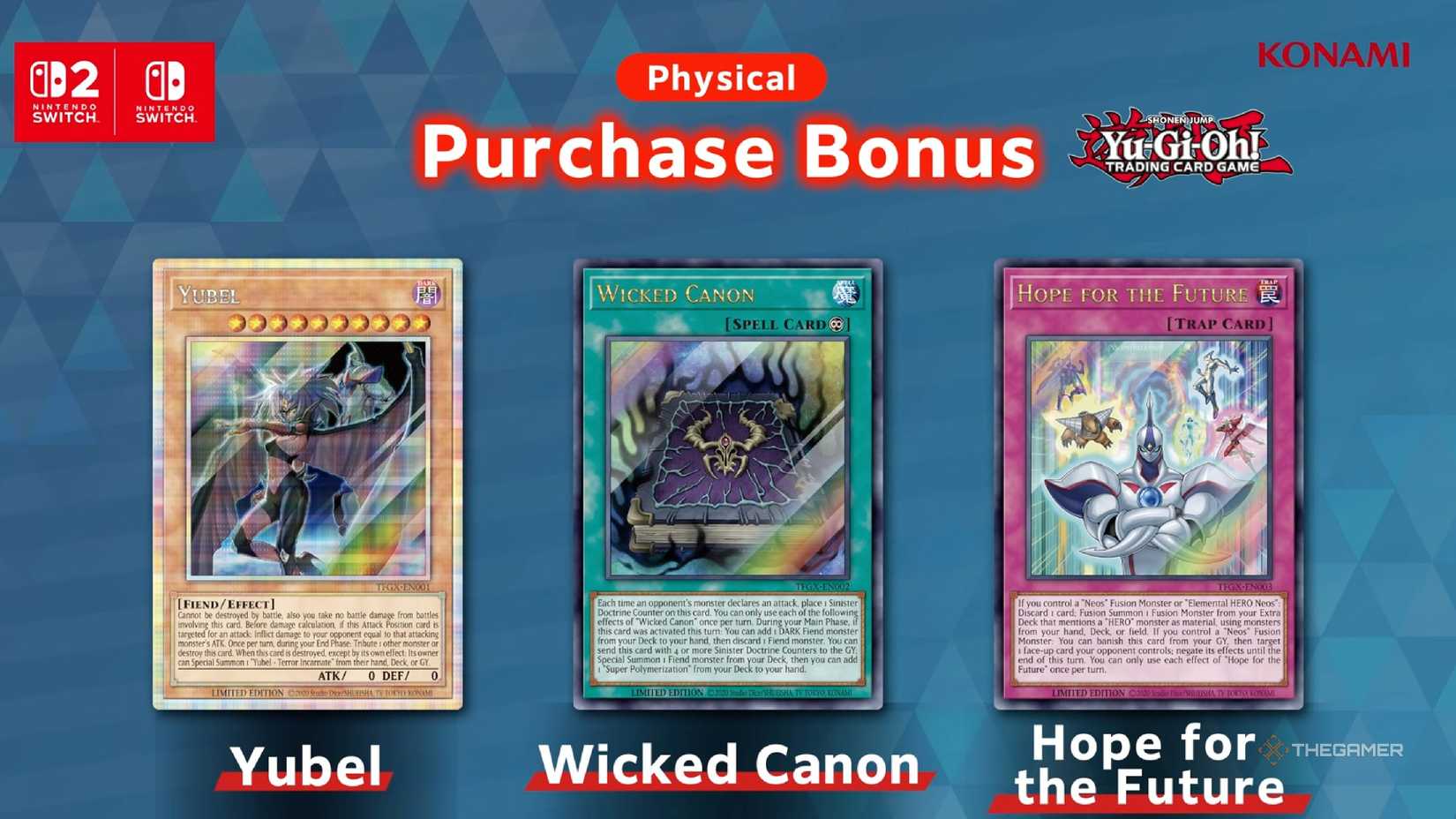 AN image showing the three physical Yu-Gi-Oh cards you get with GX Tag Force Video Game.