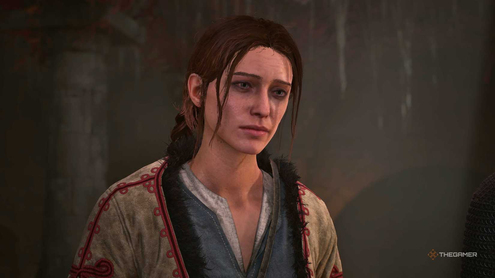 Anca looking sad in The Blood of Dawnwalker.