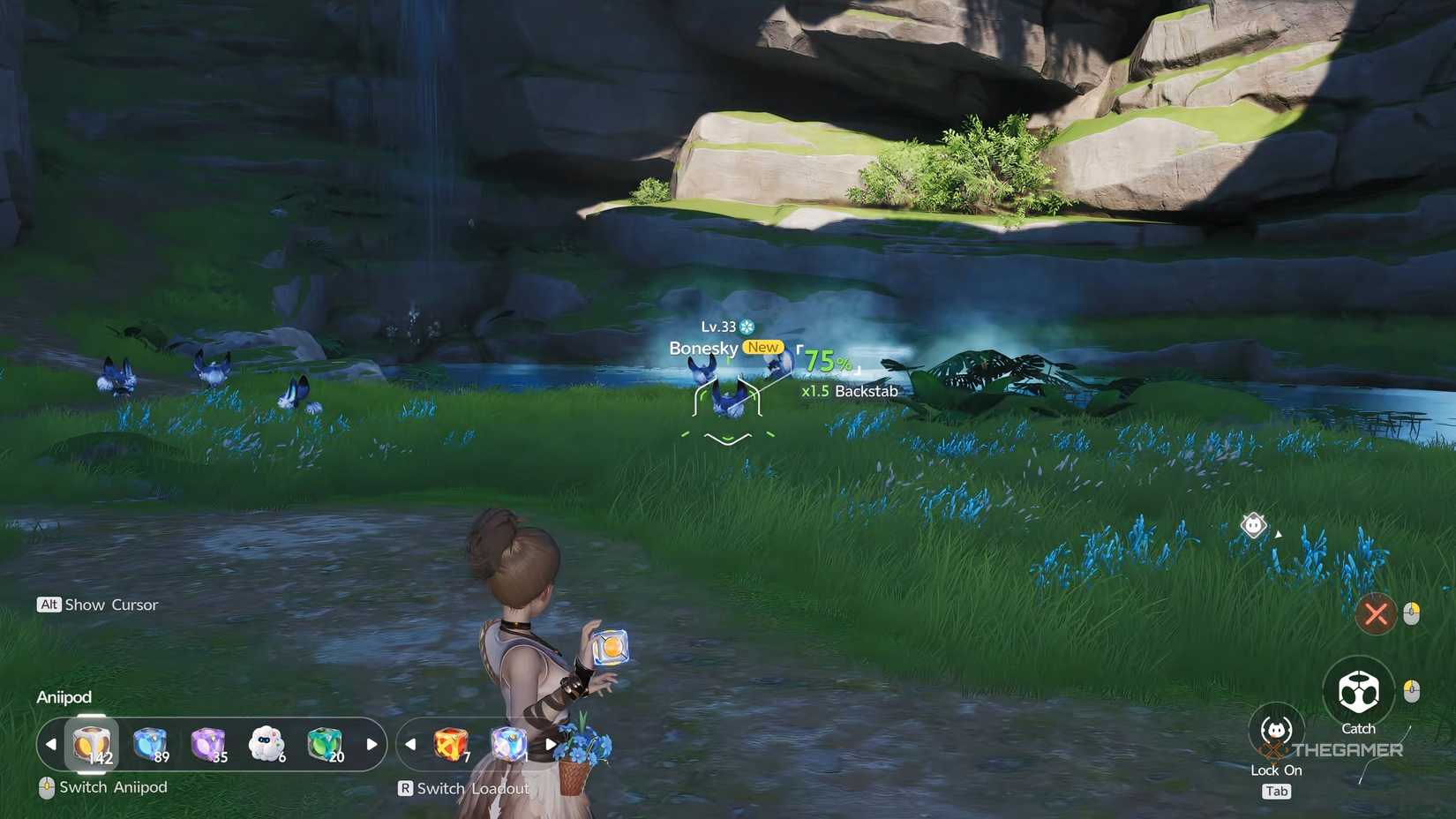 An Aniimo player is about to catch an Aniimo out in the wild.