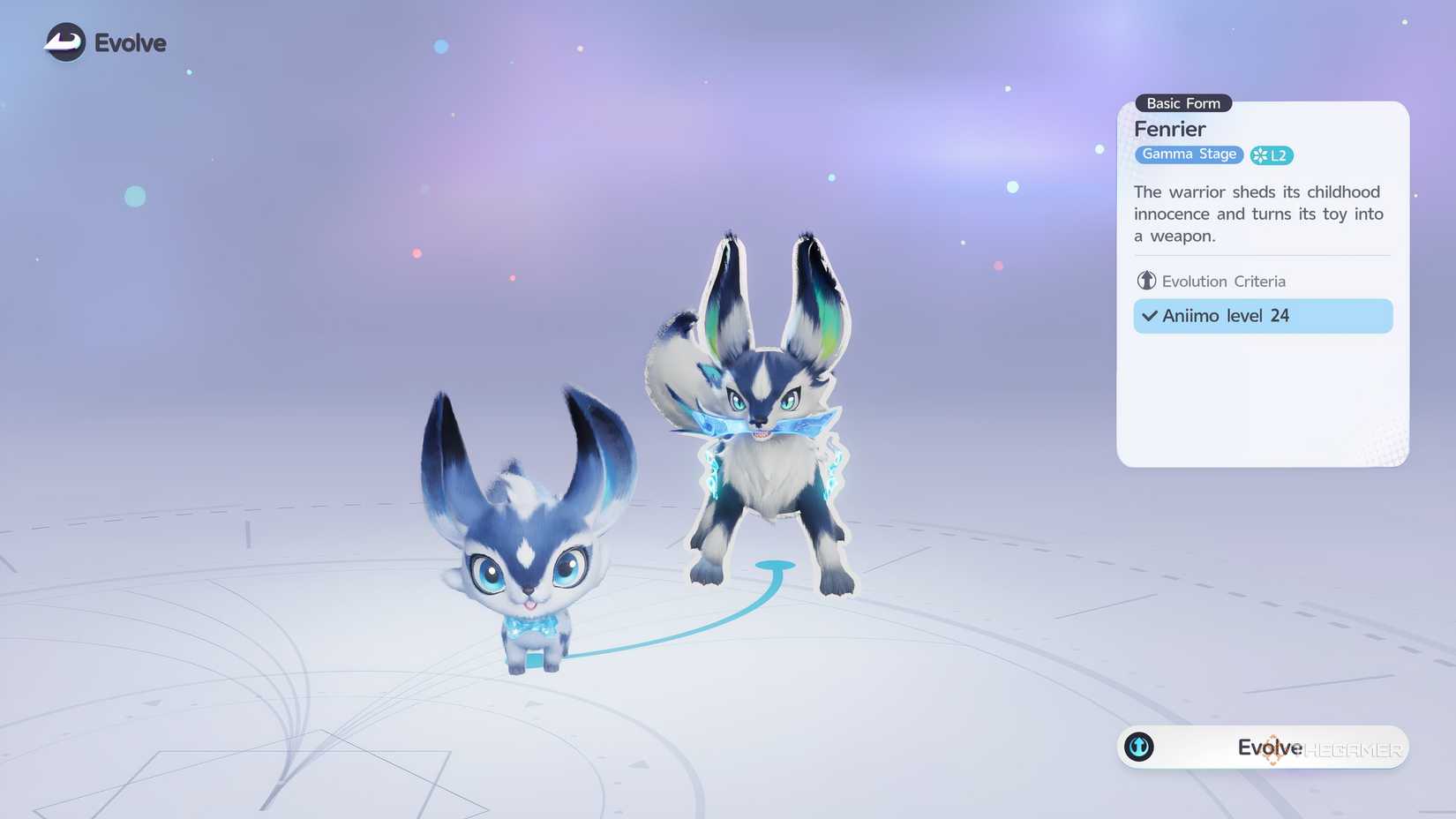 An Aniimo is about to evolve with only a level requirement.