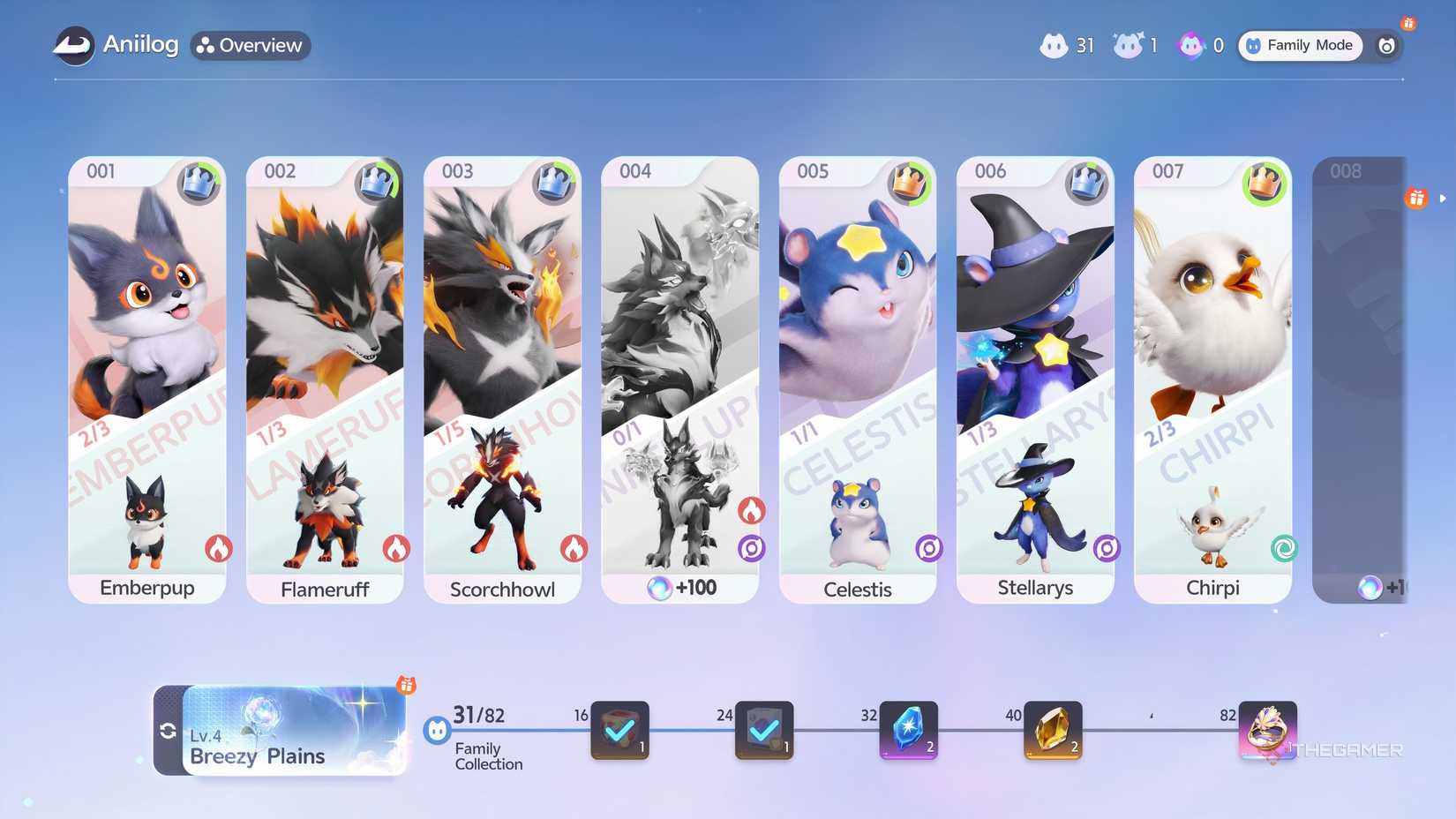 A list of all captured and soon-to-be-captured Aniimo.
