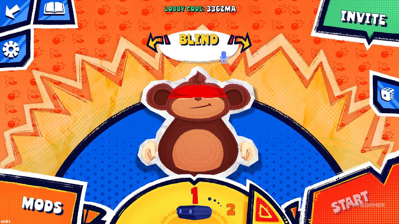 Bombanana multiplayer lobby with a single player in it.