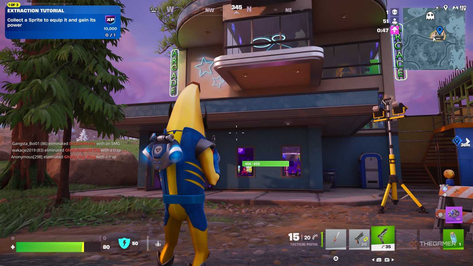 standing outside the fortnite arcade.