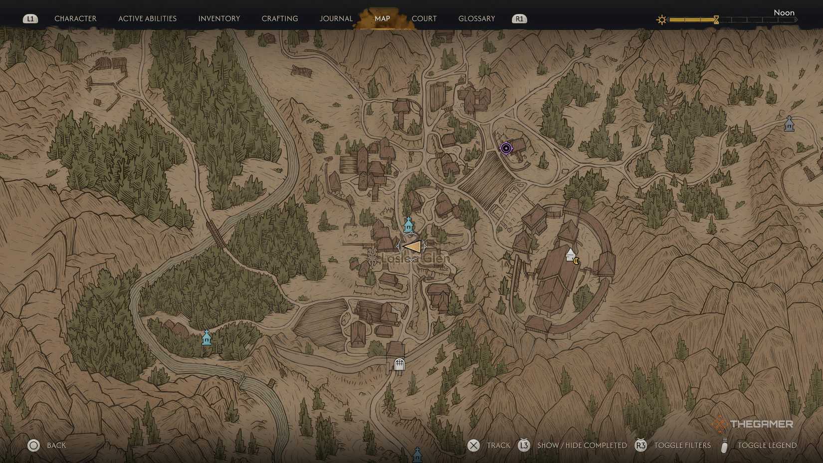 The map location of Gremla's home in Laslea in The Blood of Dawnwalker.