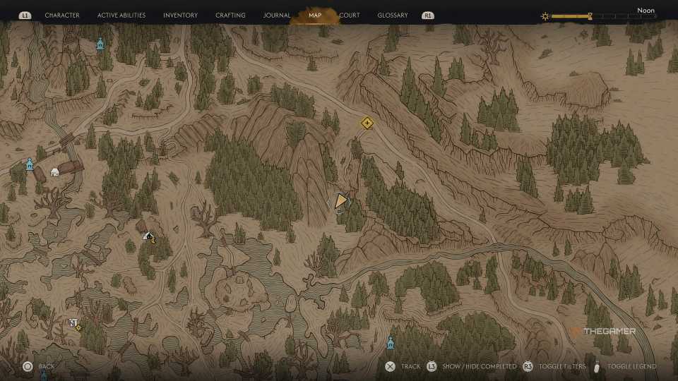 Map location of the Bear's Maw idol in The Blood of Dawnwalker.