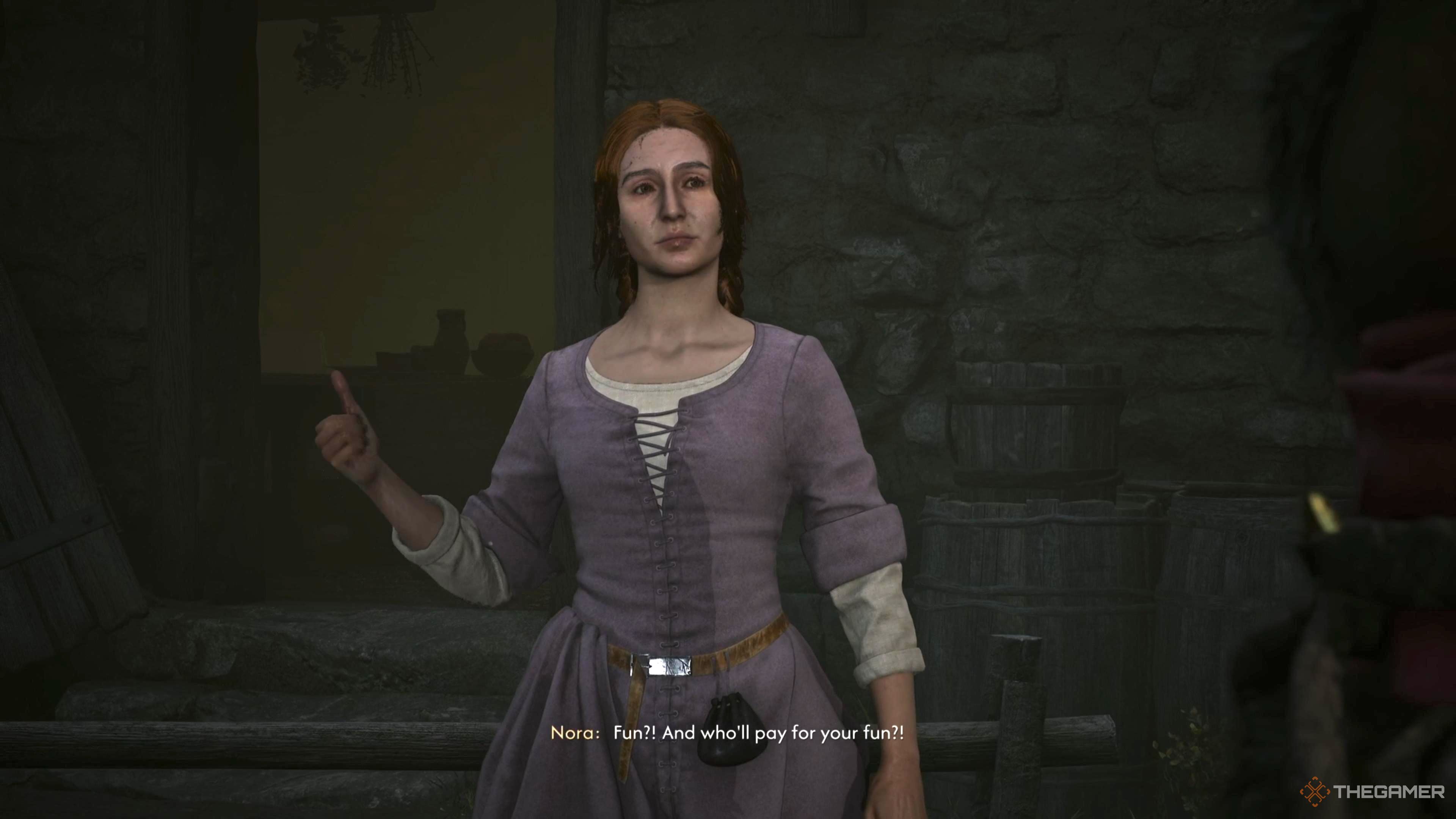Nora telling Ocha to stop fighting in The Blood of Dawnwalker.