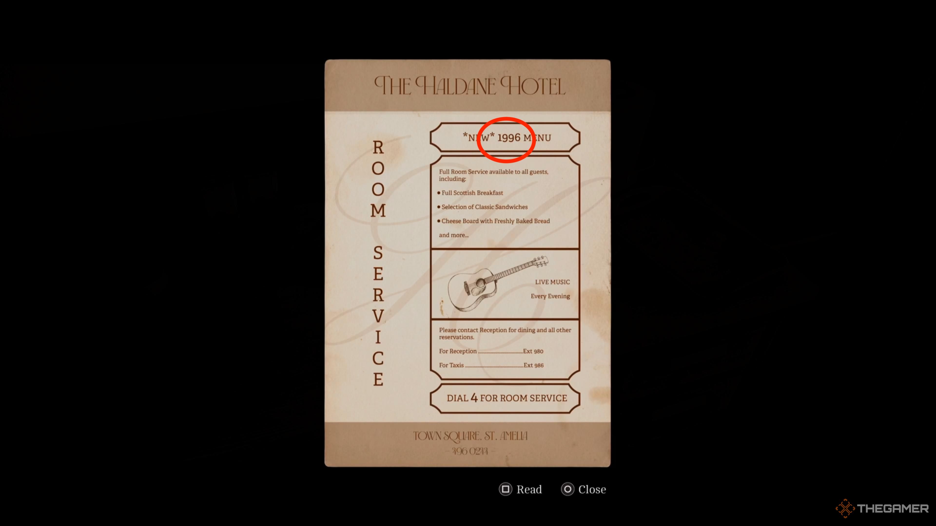 Room service paper in Silent Hill Townfall.