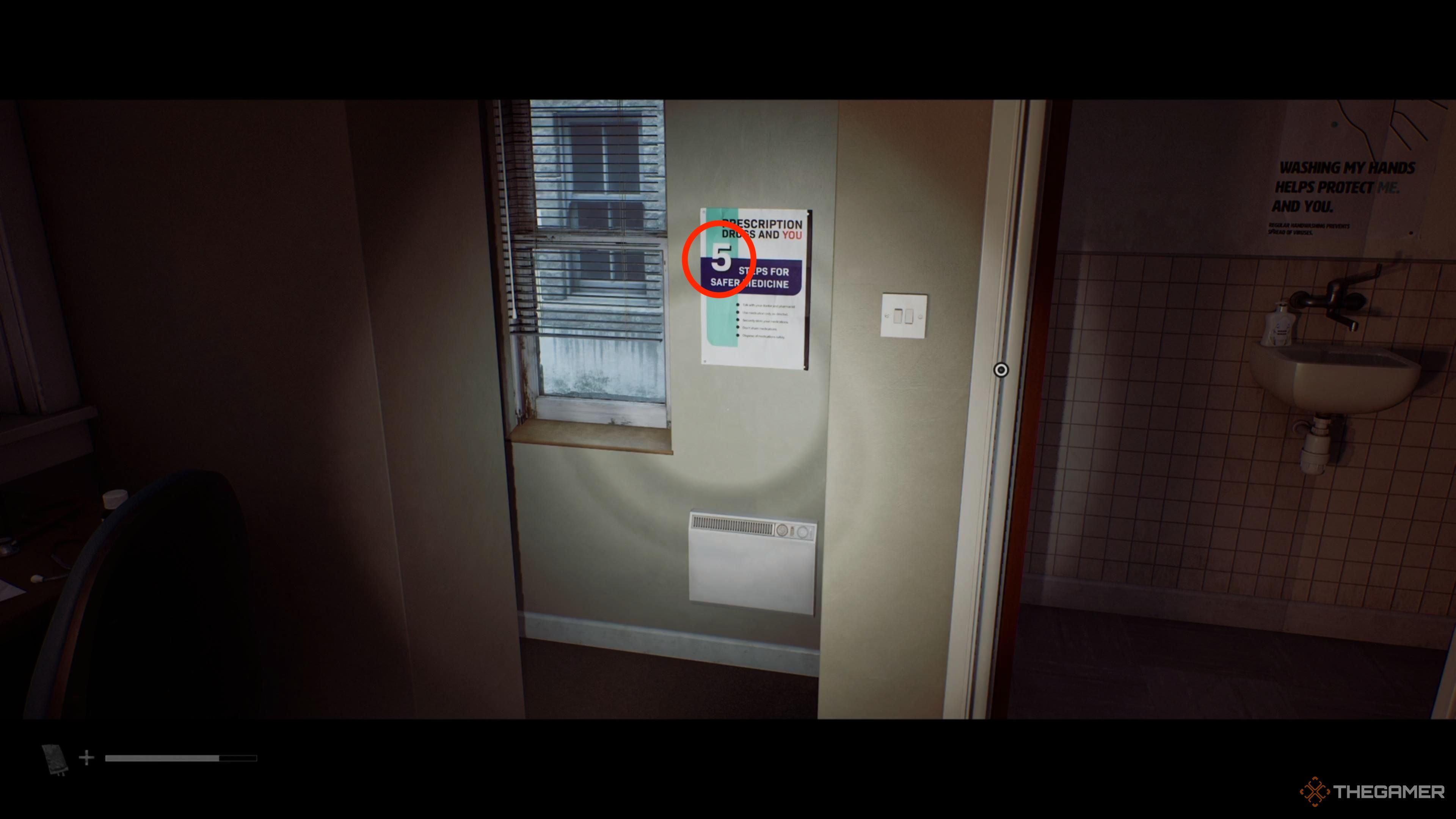 Steps to safe medicine poster showing a 5 in Silent Hill: Townfall.