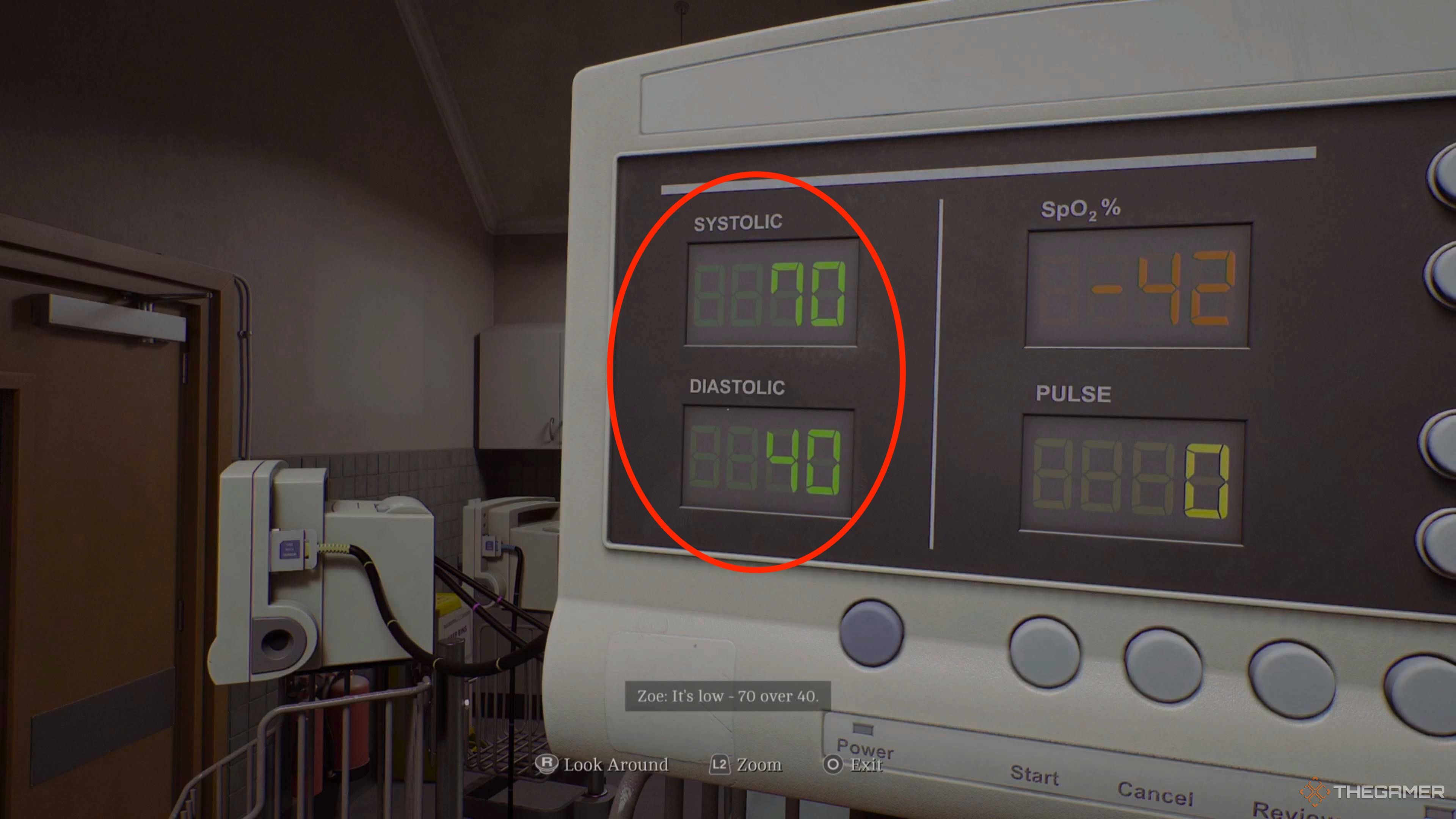 A monitor showing Blood Pressure readings in Silent Hill: Townfall.