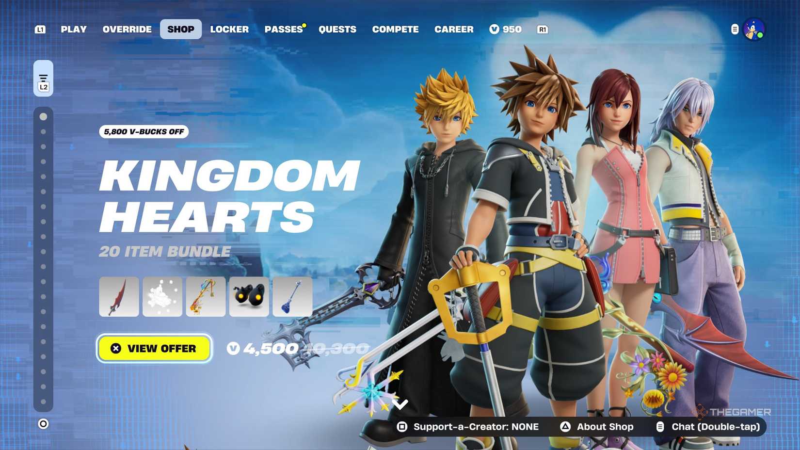 The entire Kingdom Hearts bundle in Fortnite.