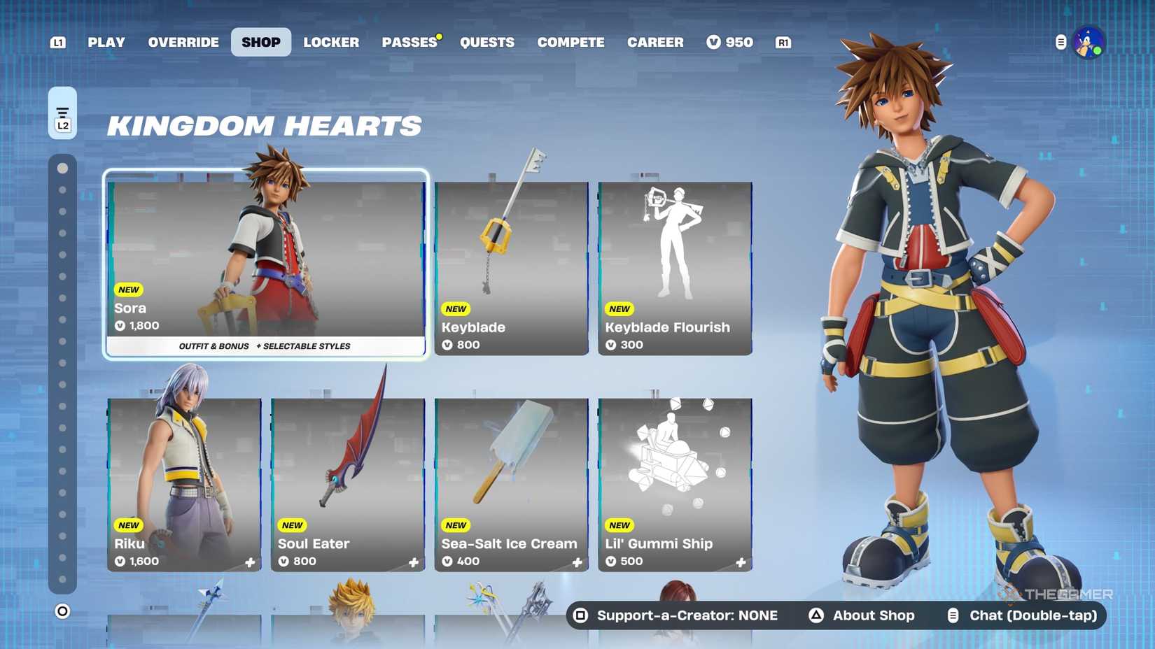 Sora in Fortnite's Kingdom Hearts collab.