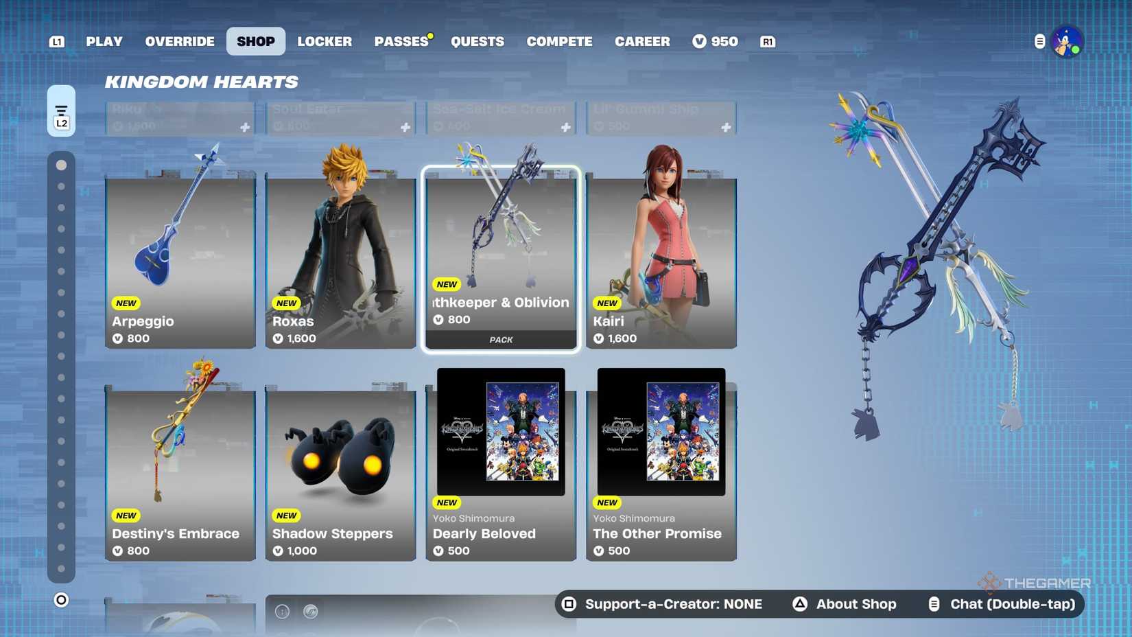 Oathkeeper and Oblivion in Fortnite's Kingdom Hearts collab.