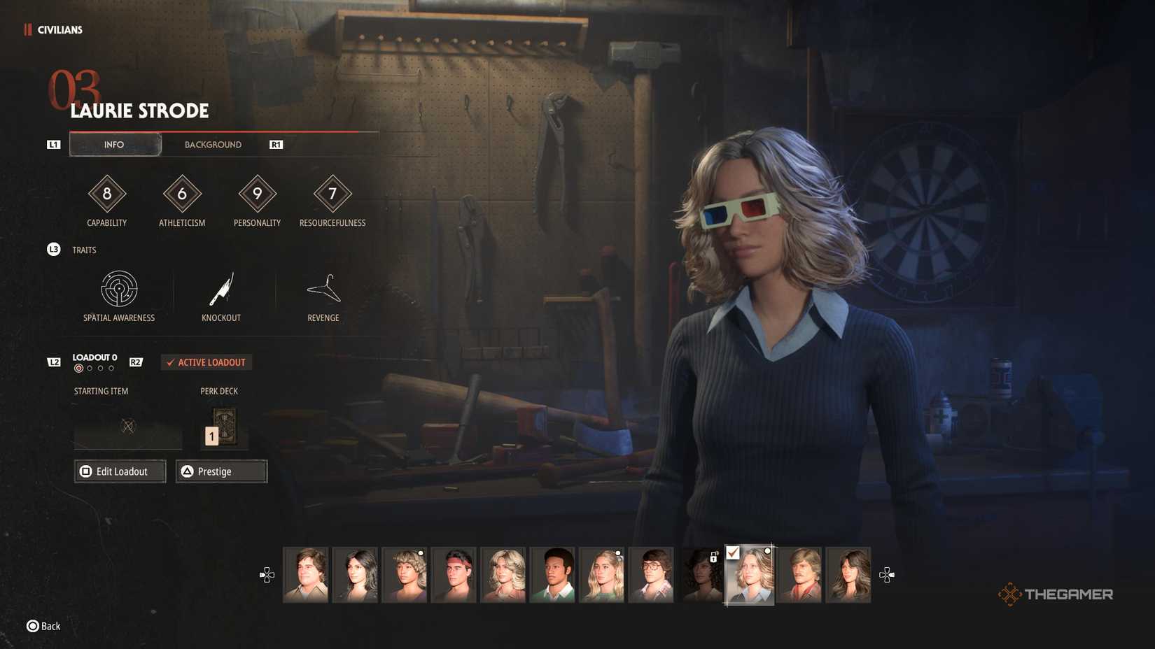 Lauri wearing 3d glasses in Halloween.