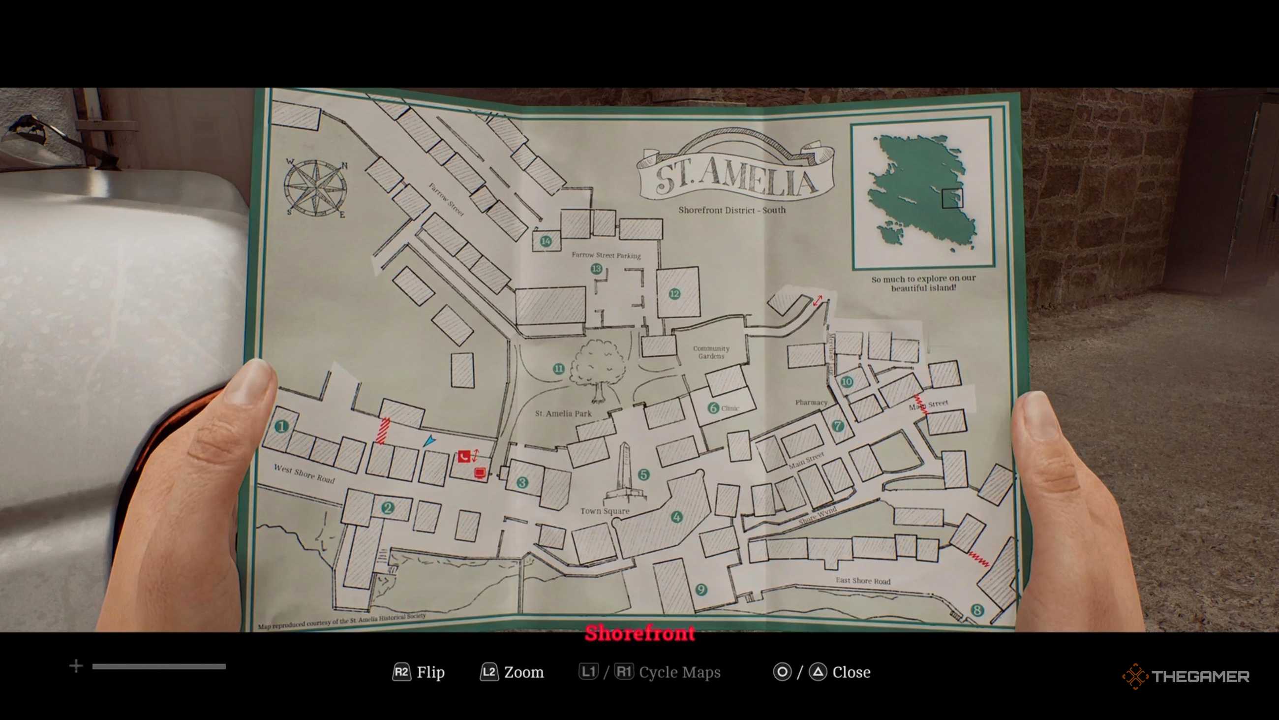 Map of St. Amelia in Silent Hill Townfall.