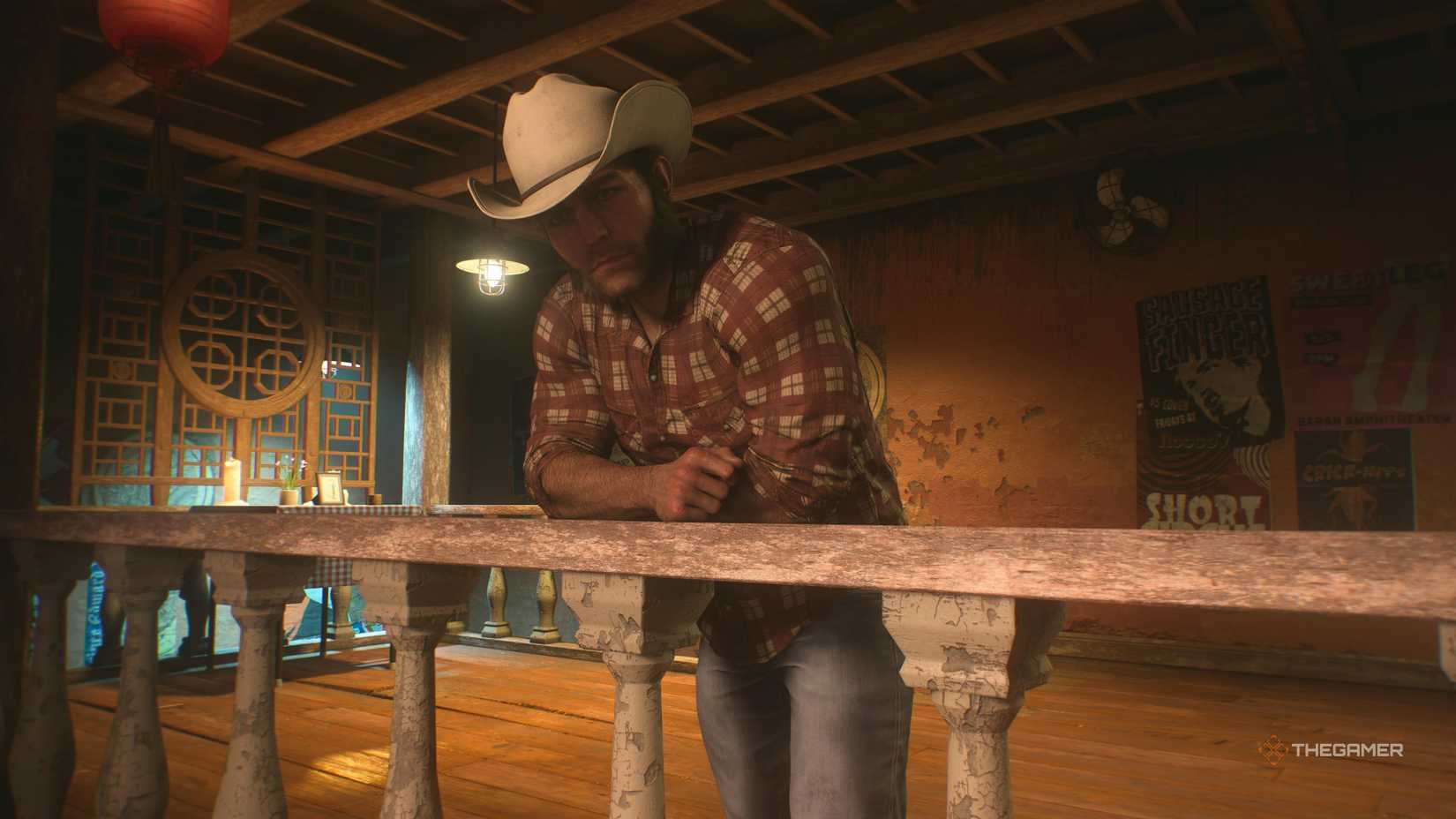Logan leaning in a bar in Marvel's Wolverine.
