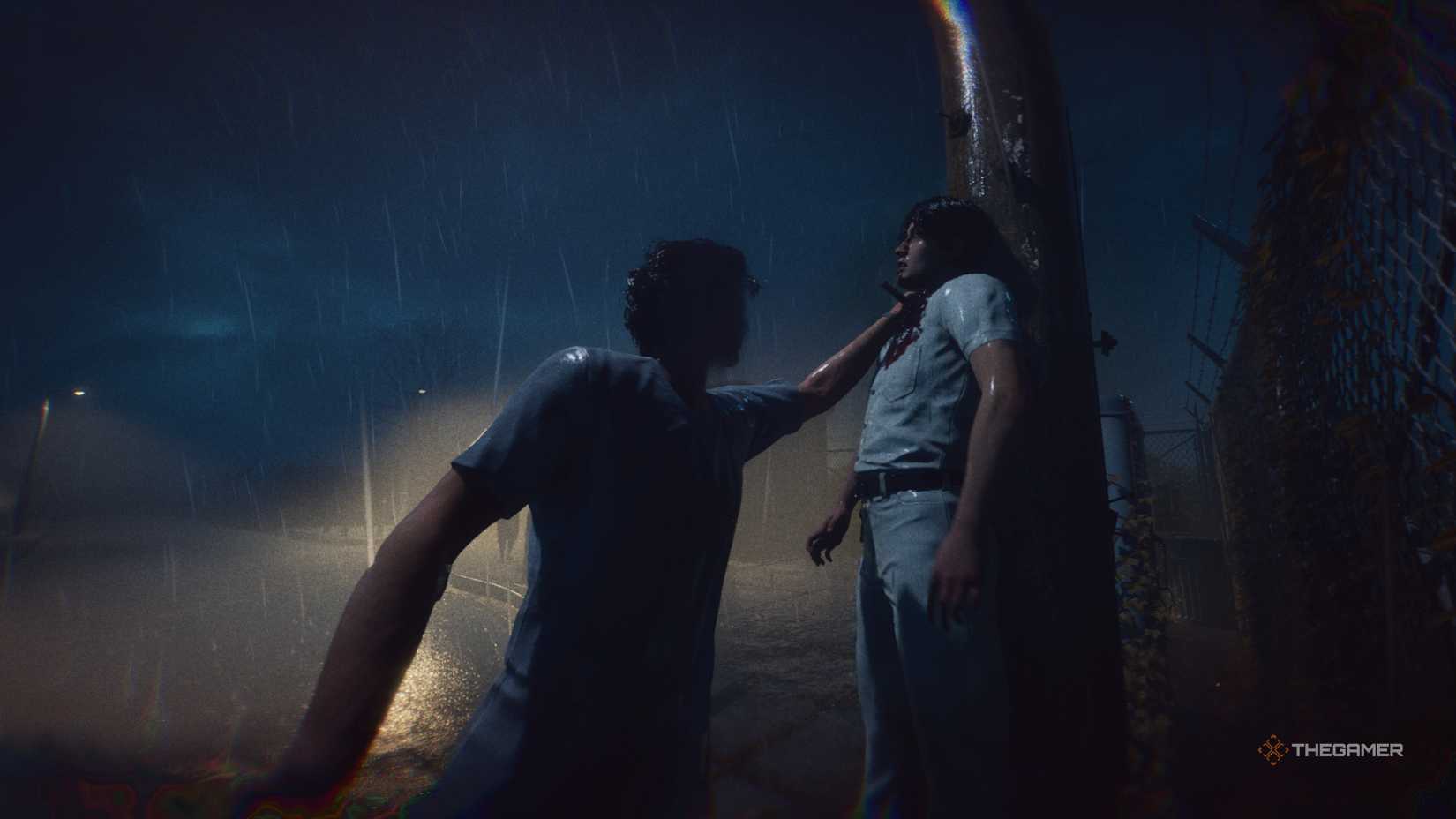 Michael impaling an orderly on a telephone pole in Halloween: The Game.
